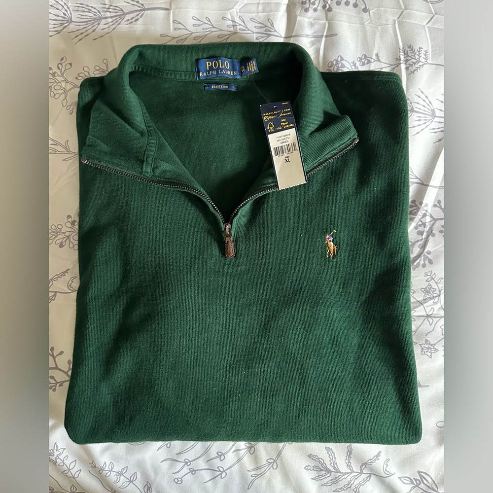 NWT - POLO RALPH LAUREN Men's Classic Estate-Rib Quarter-Zip Pullover Sweater